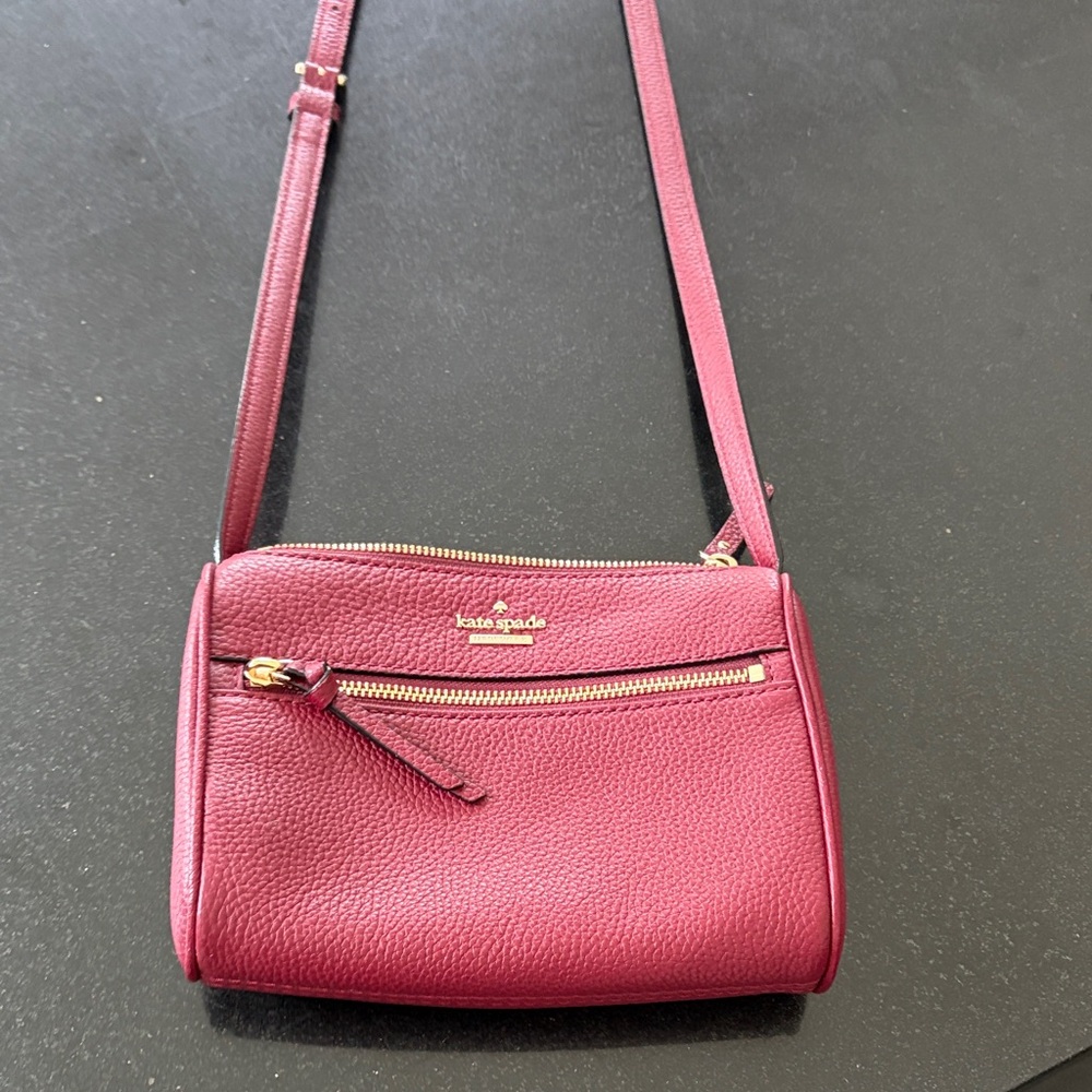 kate spade Pebbled Leather Crossbody in Berry Pink